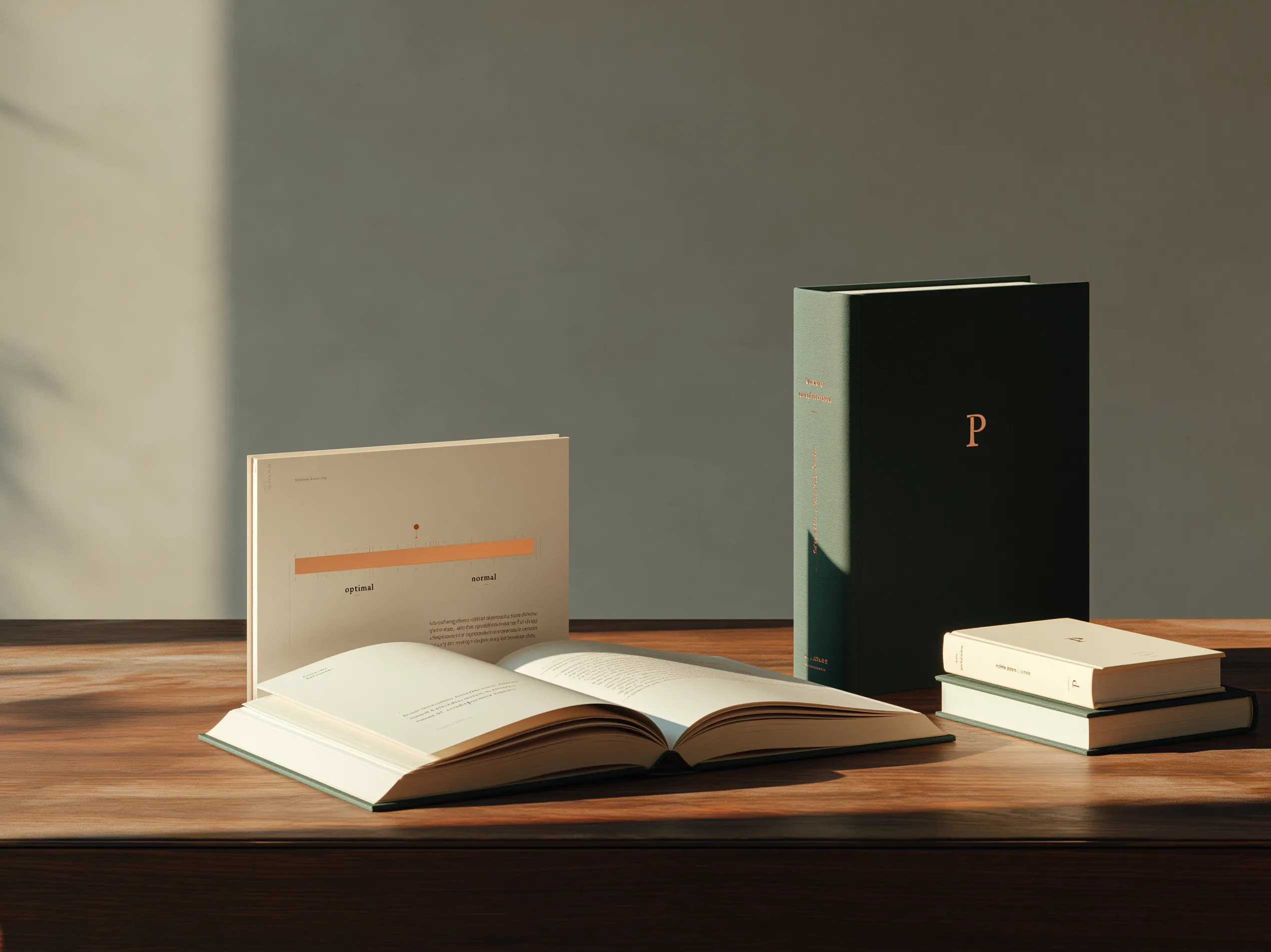 Open hardcover book showing a reference-range diagram