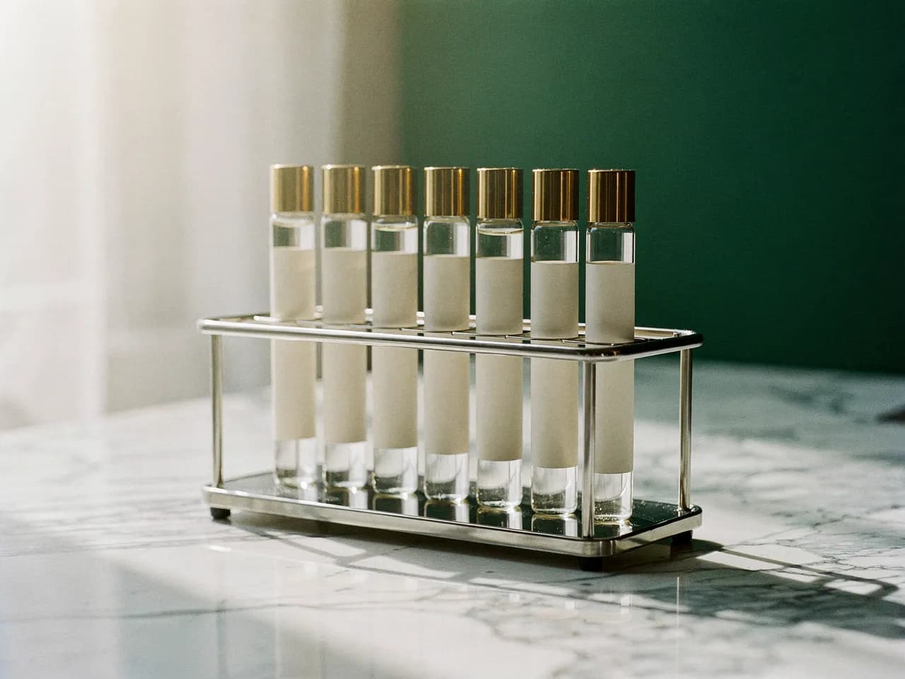 Clean minimalist lab bench representing precision and quality